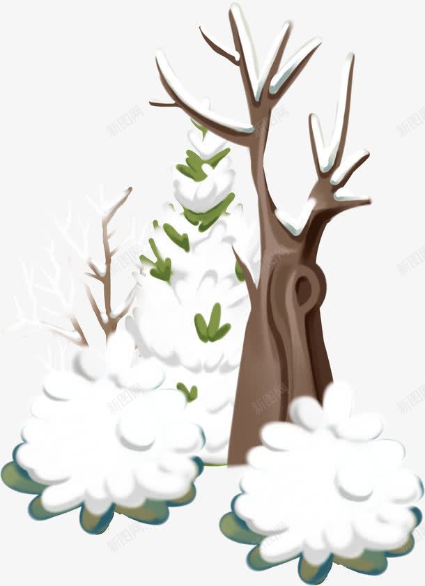 被雪覆盖的树png免抠素材_新图网 https://ixintu.com 树干 树枝 被雪覆盖的树 雪花