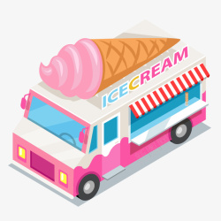 卡通卖冰淇淋车素材