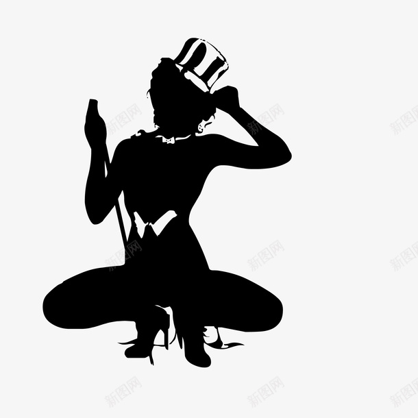 戴魔术帽的女人图标png_新图网 https://ixintu.com 人物 剪影 动作 戴帽子的女人 魔术 魔术帽 魔术棍