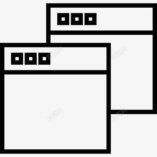 两个重叠的网页图标png_新图网 https://ixintu.com Web 浏览器 空荡荡的 窗口 窗户 网页