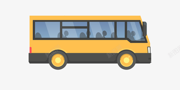黄色的公交车png免抠素材_新图网 https://ixintu.com png图形 png装饰 公交车 手绘 装饰 黄色