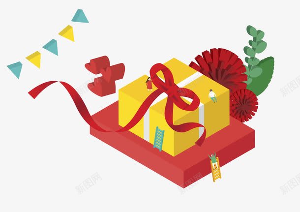 彩带礼物盒png免抠素材_新图网 https://ixintu.com 卡通手绘 彩带 彩带礼物盒 水彩画 英语字母 装饰图案