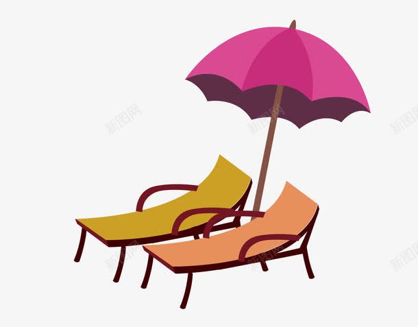 躺椅png免抠素材_新图网 https://ixintu.com 海边 躺椅 遮阳伞