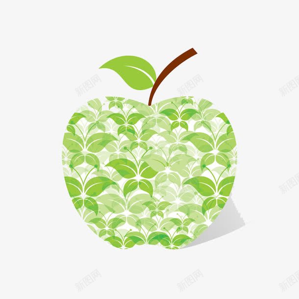 叶子组成的苹果png免抠素材_新图网 https://ixintu.com 卡通 多个叶子 绿色 苹果叶