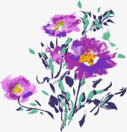 手绘紫色花卉时尚海报素材