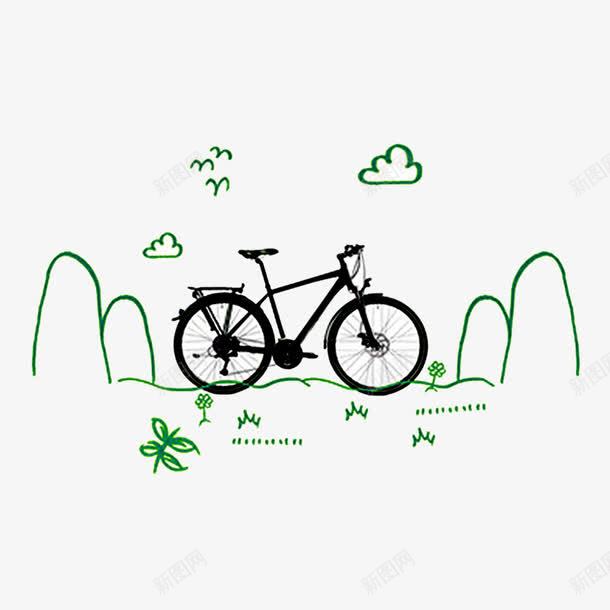 自行车出行png免抠素材_新图网 https://ixintu.com 山 山与云 手绘山 自行车