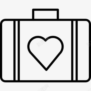 手提箱黑例心脏形状图标图标