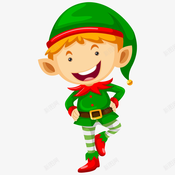 卡通单腿独立的圣诞男孩png免抠素材_新图网 https://ixintu.com 单腿独立 可爱男孩 圣诞男孩 圣诞节 男生 绿色衣服