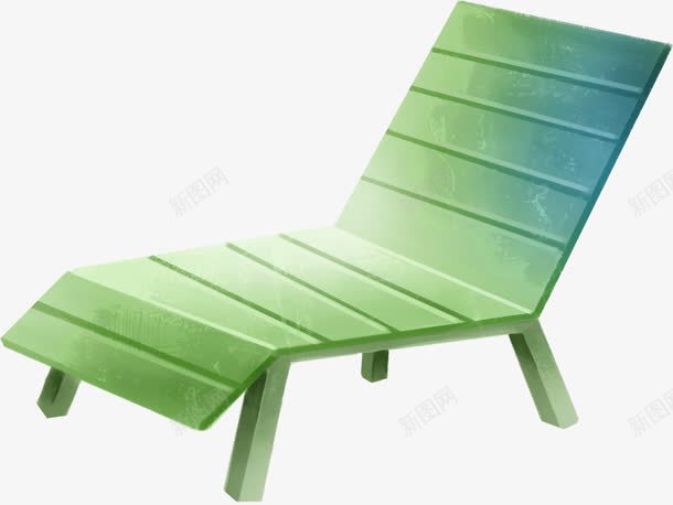手绘绿色卡通躺椅png免抠素材_新图网 https://ixintu.com 卡通 绿色 躺椅