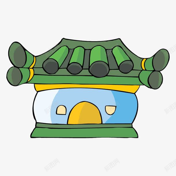 绿色卡通寺庙png免抠素材_新图网 https://ixintu.com 卡通寺庙 卡通庙 古代建筑 寺庙建筑 庙宇