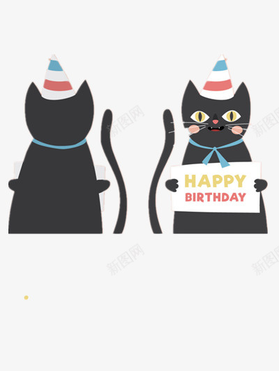 可爱猫png免抠素材_新图网 https://ixintu.com 可爱 猫 生日卡片