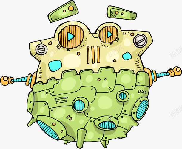 卡通复古机器人png免抠素材_新图网 https://ixintu.com 卡通复古机器人 绿色