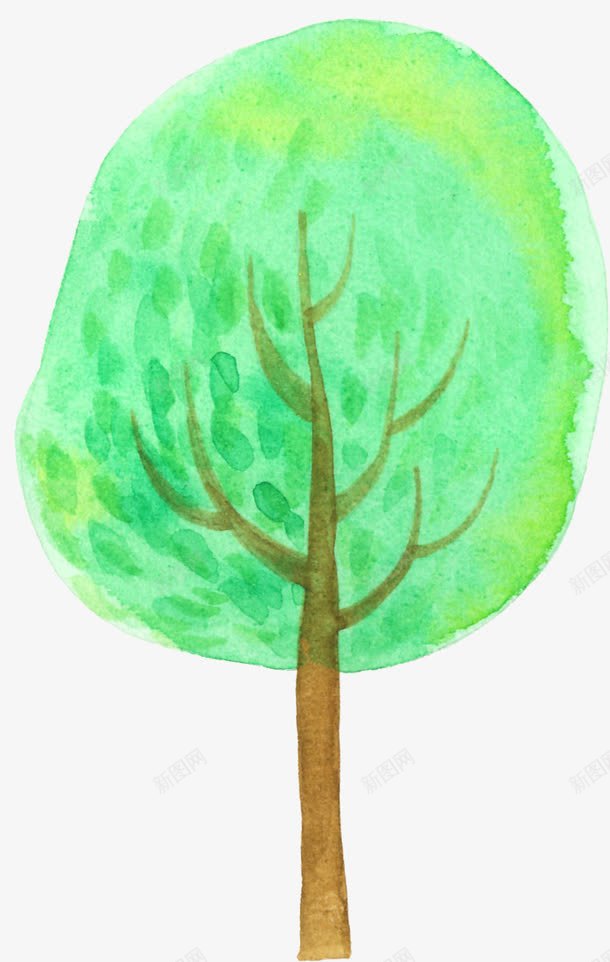 手绘绿树艺术贴画png免抠素材_新图网 https://ixintu.com 绿树 艺术 贴画