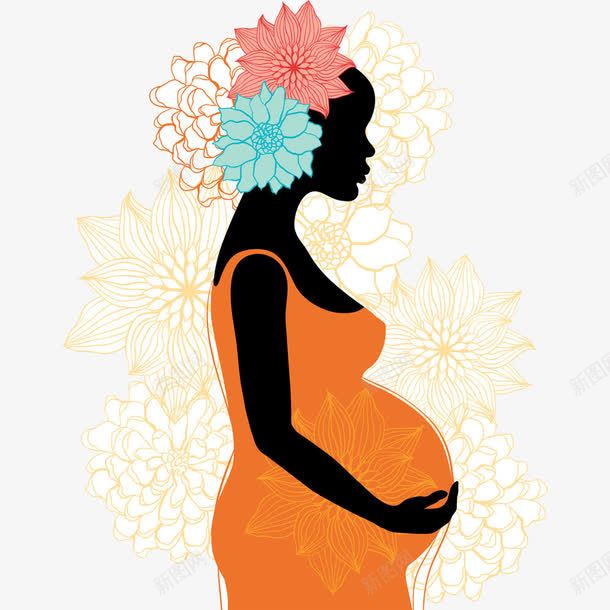 怀孕的女人png免抠素材_新图网 https://ixintu.com 人物剪影 女人 孕妇 孕妇装 怀孕 花卉 花纹