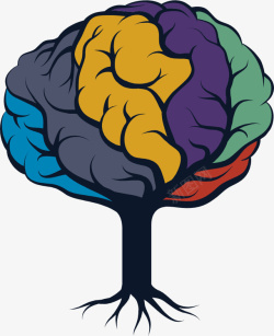 大脑树手绘彩色大脑树高清图片