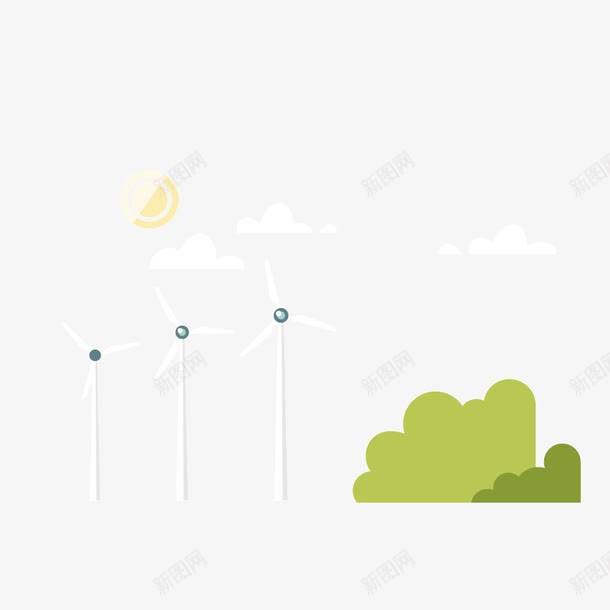 绿色能源风力发电png免抠素材_新图网 https://ixintu.com PNG矢量 发电 绿色 能源 风力