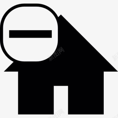 房子的象征与减号图标图标