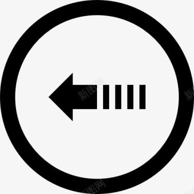 左箭头多线的圆形按钮图标图标