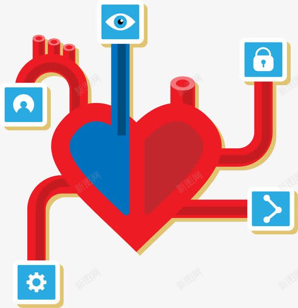 心脏创意图png免抠素材_新图网 https://ixintu.com 两半心脏 卡通心脏示意图 心脏抽象示意图 心脏的不同功能