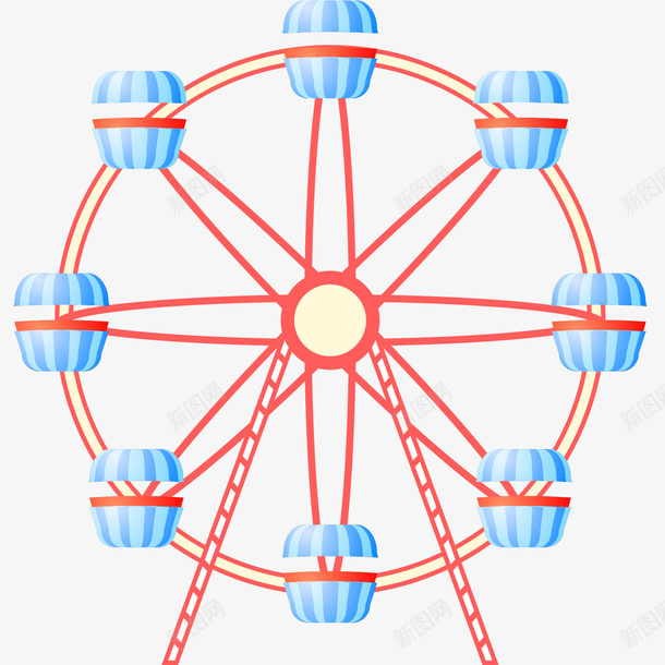 彩色清新摩天轮矢量图eps免抠素材_新图网 https://ixintu.com 彩色 摩天轮 摩天轮剪影 清新 素材 矢量图