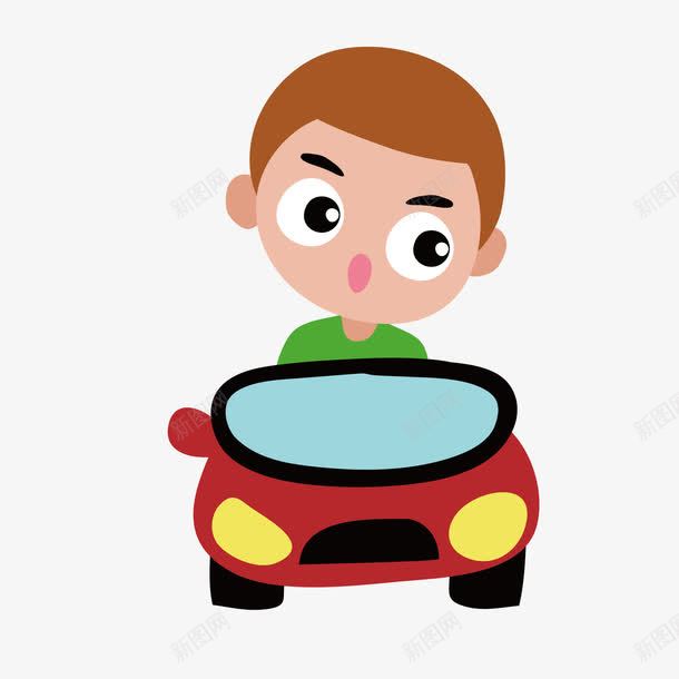 玩具车男孩png免抠素材_新图网 https://ixintu.com 玩具 男孩 眼睛 红色汽车