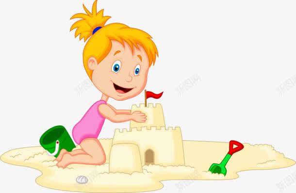 卡通手绘儿童玩耍png免抠素材_新图网 https://ixintu.com 儿童沙子城堡 城堡 沙子 玩乐