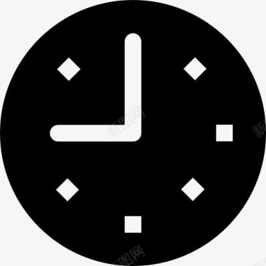 时钟的黑色圆形工具图标图标