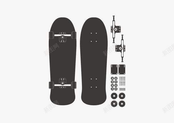 黑色滑板png免抠素材_新图网 https://ixintu.com 滑板 零件 黑色