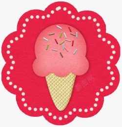 红色花边冰淇淋素材
