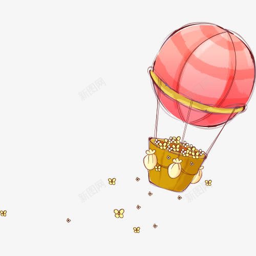 红色卡通热气球png免抠素材_新图网 https://ixintu.com 卡通气球 热气球 红色卡通热气球 红色热气球