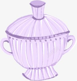 手绘紫色卡通咖啡杯素材