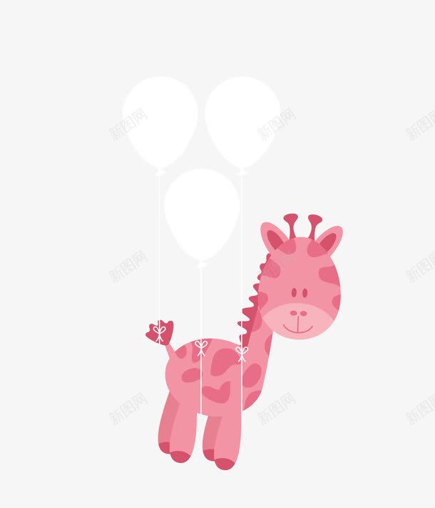 粉色卡通气球与长颈鹿png免抠素材_新图网 https://ixintu.com 卡通 矢量长颈鹿 粉色长颈鹿