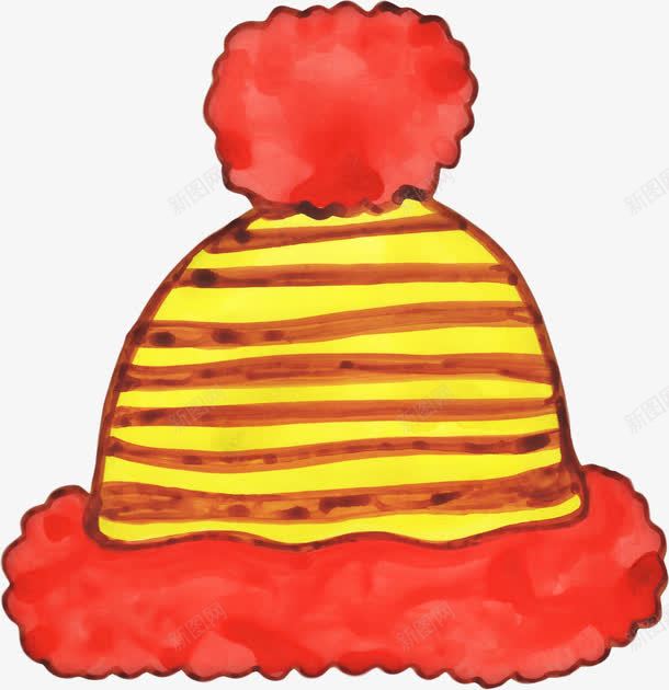 黄色条纹帽子png免抠素材_新图网 https://ixintu.com 保暖 冬季 加厚 帽子 彩绘 条纹 水墨 黄色的