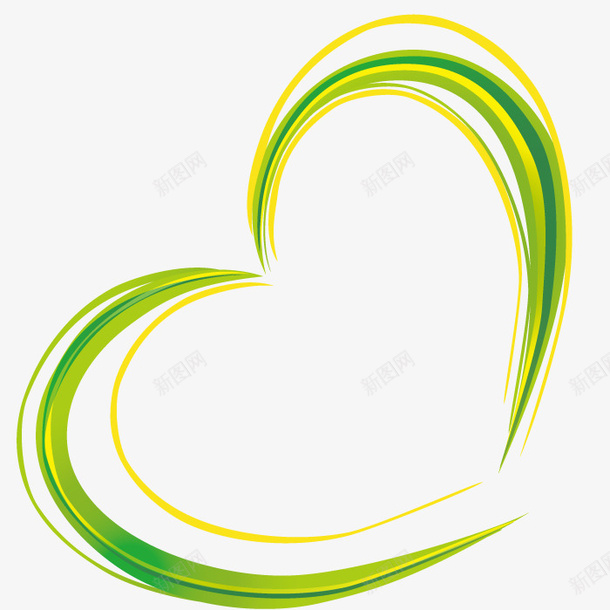 绿色线条绘制心形png免抠素材_新图网 https://ixintu.com 形状 心形 爱心 绿色
