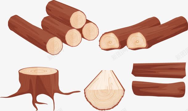 被砍的木材png免抠素材_新图网 https://ixintu.com 伐木 年轮 木材 树根