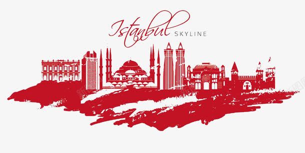 手绘伊斯坦布尔png免抠素材_新图网 https://ixintu.com 伊斯坦布尔 城市 彩色 手绘