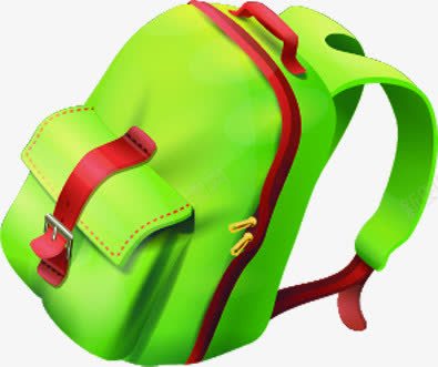 绿色双肩背包带红边png免抠素材_新图网 https://ixintu.com 双肩 绿色 背包带