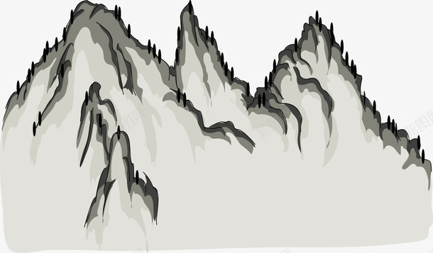 手绘国画山脉png免抠素材_新图网 https://ixintu.com 国画 山脉 山顶 巍峨山峰 手绘 手绘插画山 水墨