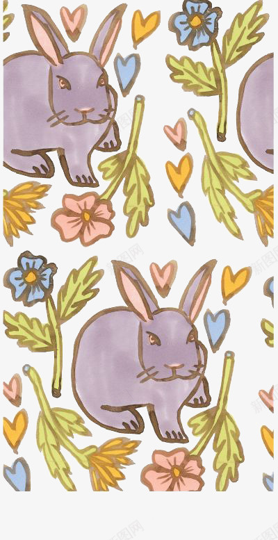 涂鸦小兔子png免抠素材_新图网 https://ixintu.com 兔子 动物 卡通 宠物 手绘 插画 植物 涂鸦 花朵