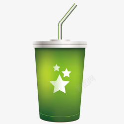 一次性饮料杯一次性杯子绿色质感饮料杯矢量图高清图片