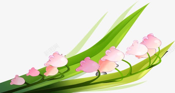 长条形叶子上的花朵png免抠素材_新图网 https://ixintu.com 叶子 绿叶 花朵 长条形
