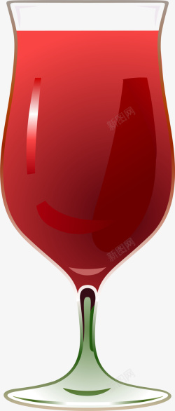 手绘红色红酒杯子素材