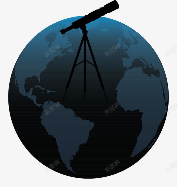 天文望远镜png免抠素材_新图网 https://ixintu.com 地球 天文望远镜 蓝色
