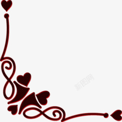 深红色爱心线条花纹装饰素材