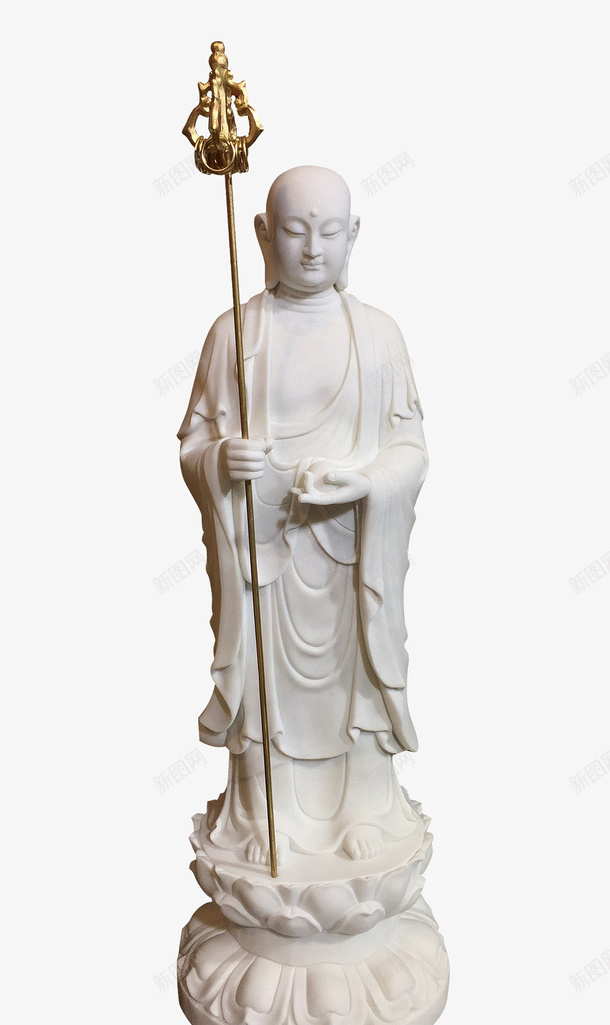 汉白玉地藏菩萨雕像png免抠素材_新图网 https://ixintu.com 地藏 菩萨 观音菩萨图片 锡杖 雕像