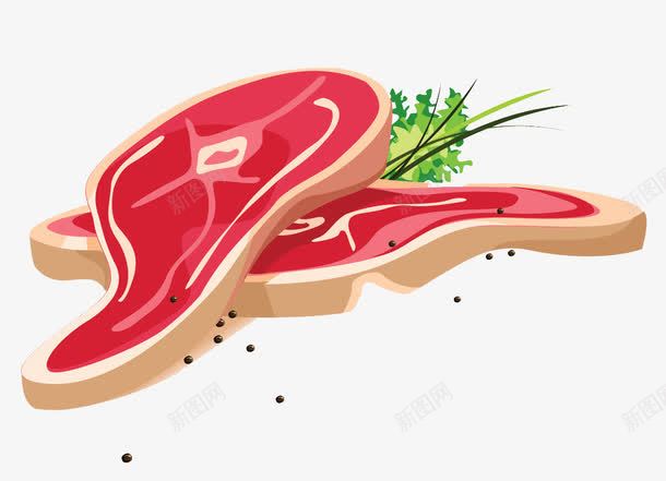 肉和调料png免抠素材_新图网 https://ixintu.com 卡通 大料 美食 肉片 菜叶