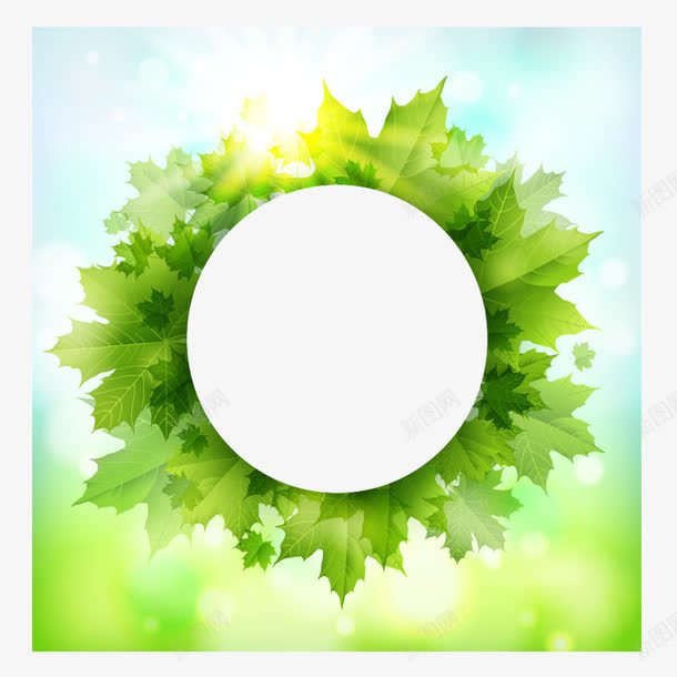 树叶圆形边框png免抠素材_新图网 https://ixintu.com 圆形 树叶 绿色的 边框