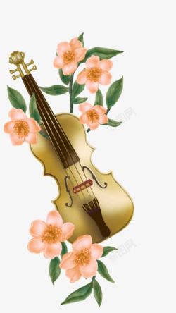 手绘小提琴花朵素材