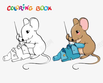 老鼠缝衣服的彩色填充画画png免抠素材_新图网 https://ixintu.com 画画 缝纫 老鼠 衣服