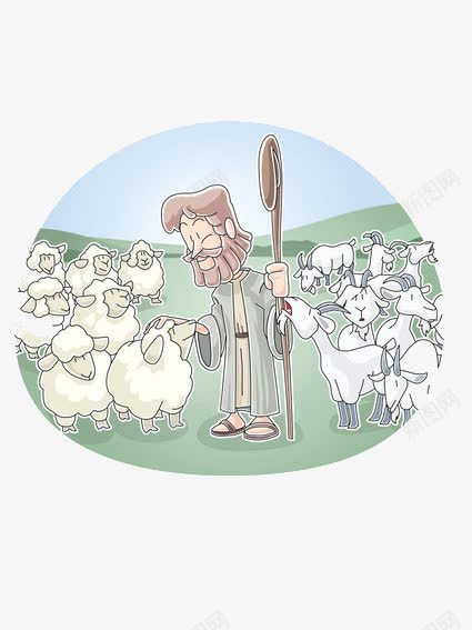 自然草原png免抠素材_新图网 https://ixintu.com 动漫 手绘牧羊人 牧羊人 绘画 羊群